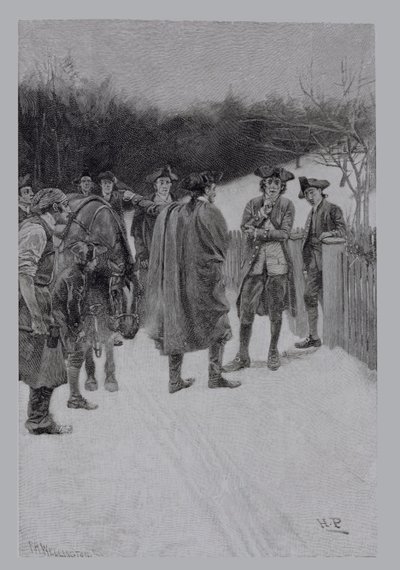 Paul Revere porta notizie a Sullivan, inciso da F.H. Wellington, illustrazione da 