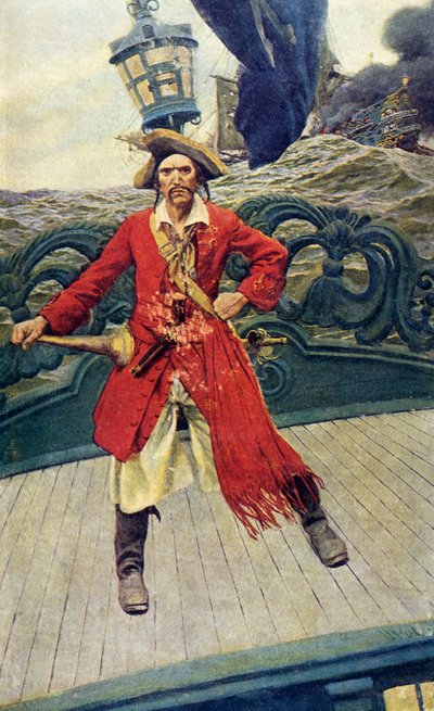 Capitano pirata sul ponte, inizio XX secolo da Howard Pyle
