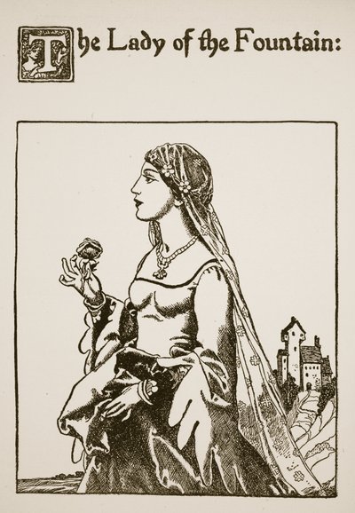 La Dama della Fontana, illustrazione da La storia di Sir Launcelot e dei suoi compagni, 1907 da Howard Pyle