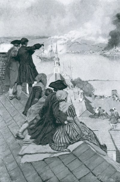 Guardando la Battaglia di Bunker Hill, illustrazione da 