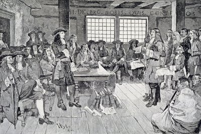 William Penn in conferenza con i coloni, illustrazione da 