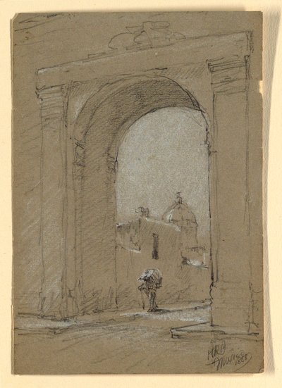 Disegno, Porta di una città in Messico, 1888 da Howard Russell Butler