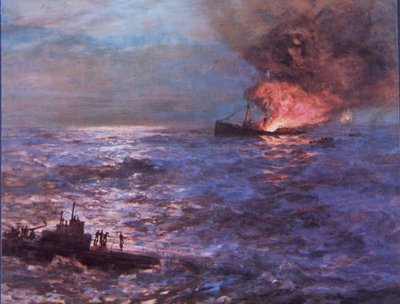 Nave mercantile bombardata da un U-boat tedesco nella Seconda Guerra Mondiale da Howard Russell Butler