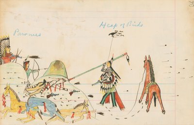 Pawnees e Heap of Birds, 1874-75 da Howling Wolf