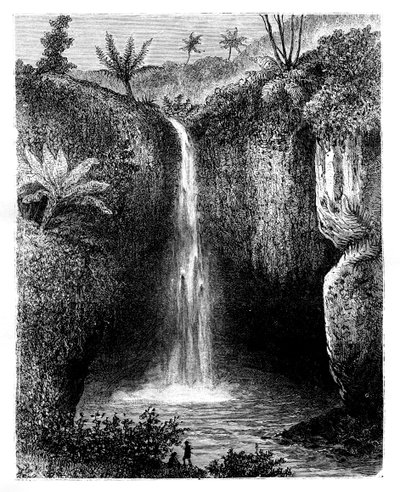 Caduta del fiume, Tondano, Indonesia, XIX secolo da Hubert Clerget