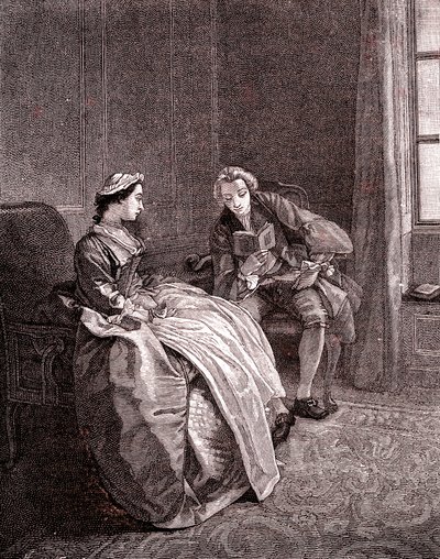 Un gentiluomo che legge nel XVIII secolo da Hubert Francois Gravelot