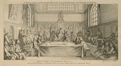 Una rappresentazione del Sindaco, corte degli Aldermen e Consiglio Comunale da Hubert Francois Gravelot
