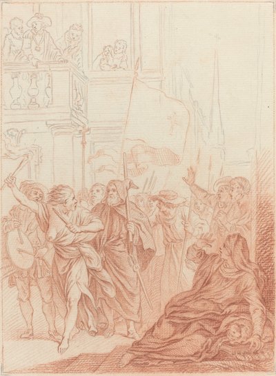 Mayenne che da lontano vede la loro folle impresa... da Hubert Francois Gravelot