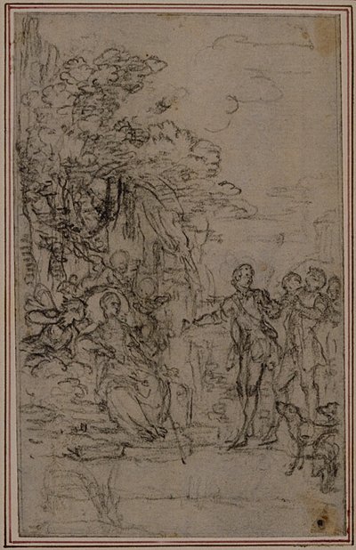 Studio per vignetta in "Les Amours de Mirtil" di Fontenelle (attr.), Canto II da Hubert Francois Gravelot