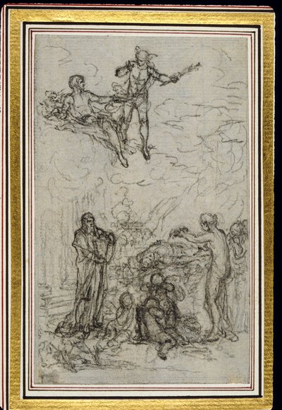 Studio per vignetta in "Les Amours de Mirtil" di Fontenelle (attr.), Canto VI da Hubert Francois Gravelot