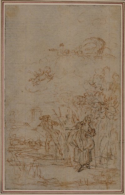 Studio per vignetta in "Les Amours de Mirtil" di Fontenelle (attr.), Canto V da Hubert Francois Gravelot