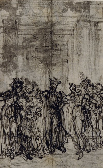 Studio per vignetta nei "Contes Moraux" di Jean François Marmontel da Hubert Francois Gravelot