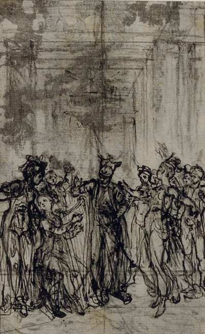 Studio per vignetta nei "Contes Moraux" di Jean François Marmontel da Hubert Francois Gravelot