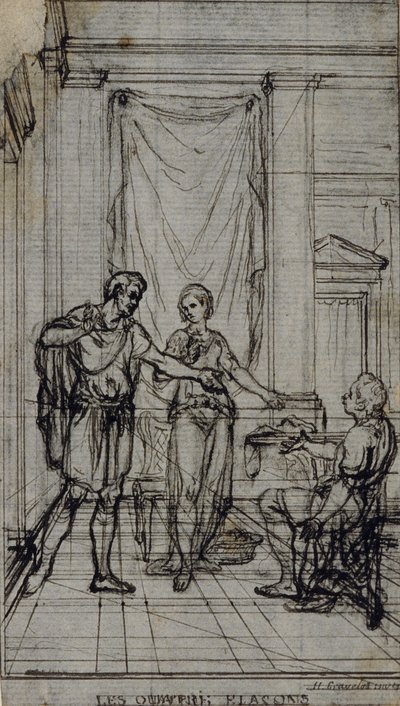 Studio per vignetta nei "Contes Moraux" di Jean François Marmontel da Hubert Francois Gravelot