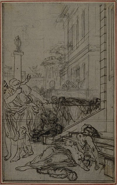 Studio per la Vignetta del "De la Nature des Choses" di Lucrezio, Vol. II, Libro VI da Hubert Francois Gravelot