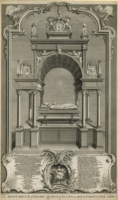 Il monumento di Maria Stuarda da Hubert Francois Gravelot
