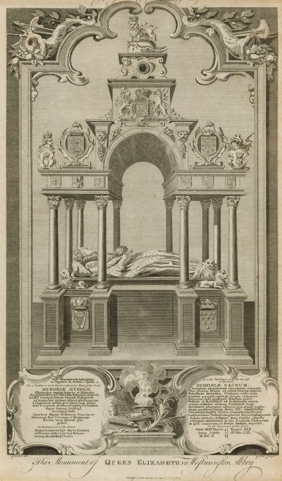 Il monumento della regina Elisabetta da Hubert Francois Gravelot