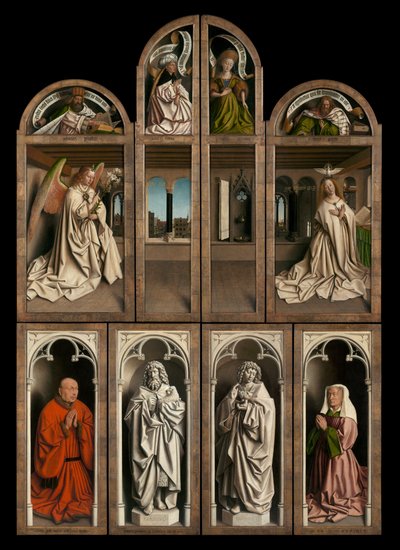 Esterno dei pannelli sinistro e destro del Polittico di Gand da Hubert & Jan van (1390 1441) Eyck