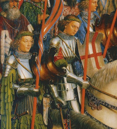 (dettaglio) I Cavalieri di Cristo, dal lato sinistro del Polittico di Gand da Hubert & Jan van (1390 1441) Eyck