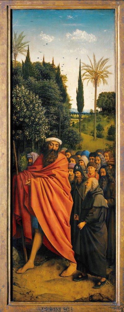 I pellegrini guidati da San Cristoforo, dal lato destro del Polittico di Gand da Hubert & Jan van (1390 1441) Eyck