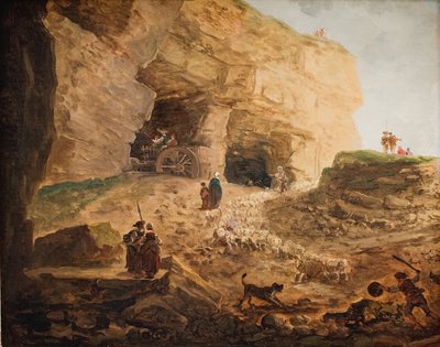 Una cava con un gregge di pecore da Hubert Robert