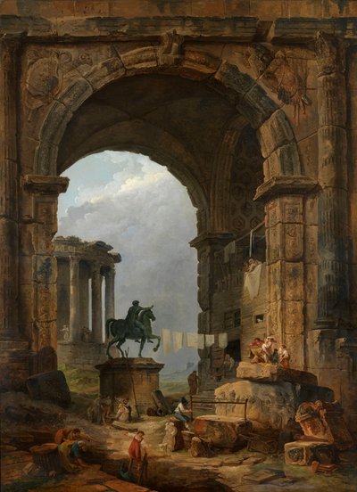 Capriccio antico con la statua di Marco Aurelio da Hubert Robert