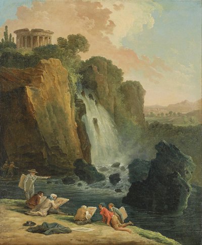 Disegnatori a Tivoli (olio su tela) da Hubert Robert