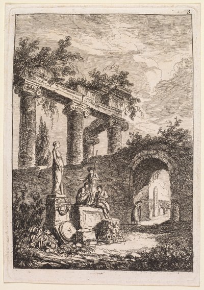 Sere a Roma: La statua davanti alle rovine da Hubert Robert