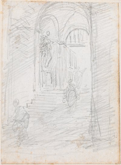 Figure su una Scalinata Monumentale Interna [recto] da Hubert Robert