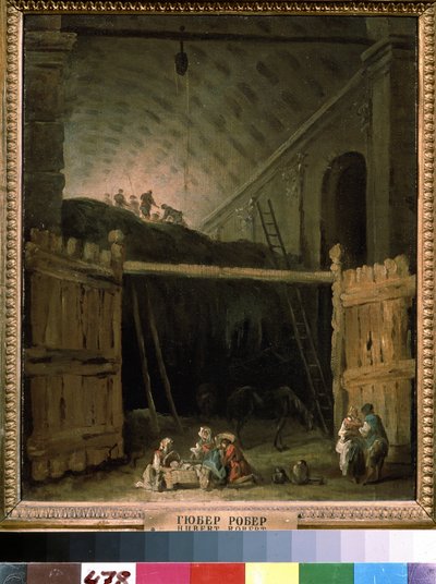 Fienile in una basilica da Hubert Robert