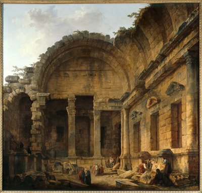 Interno del Tempio di Diana a Nimes da Hubert Robert