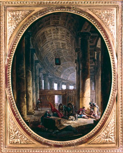 Interno del colonnato di San Pietro, Roma, al tempo del Conclave del 1769 da Hubert Robert