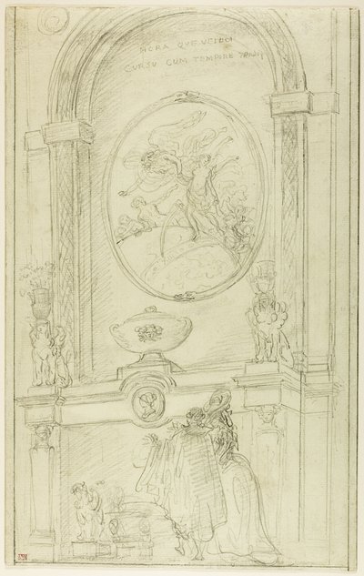 Interno con coppia davanti a una canna fumaria da Hubert Robert