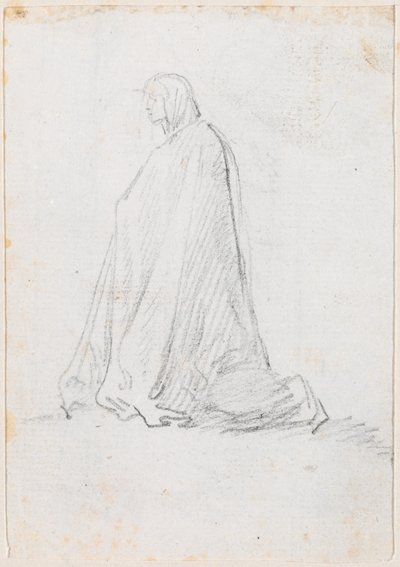 Figura inginocchiata in un mantello con cappuccio da Hubert Robert