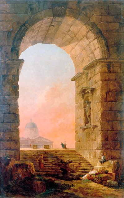 Paesaggio con un Arco e la Basilica di San Pietro a Roma, 1773 da Hubert Robert