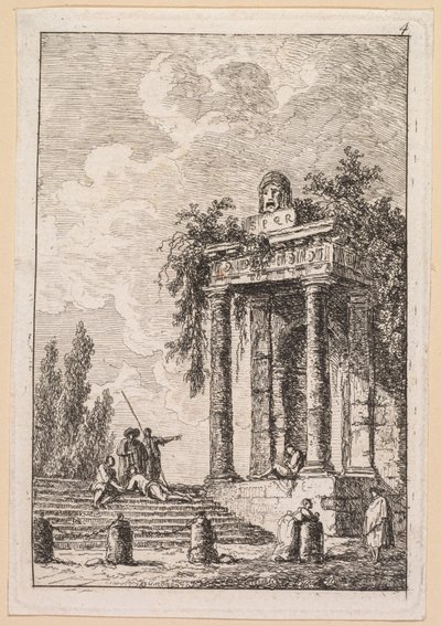 Les Soirées de Rome: LEscalier aux quatre bornes, 1763 da Hubert Robert