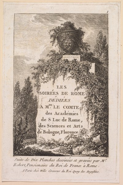 Le serate di Roma: pagina del titolo da Hubert Robert