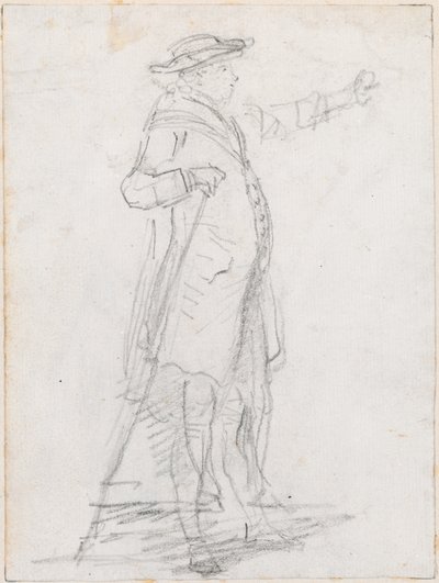 Uomo con bastone da passeggio, visto di profilo [recto] da Hubert Robert