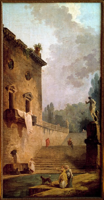 Rovine di un portico con lavatoio da Hubert Robert