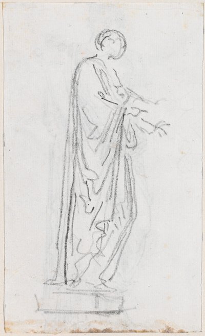 Statua di una Donna Romana (Dea Femminile?) Vista di Lato [verso] da Hubert Robert