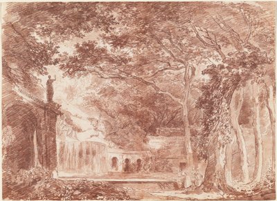 La fontana ovale nei giardini della Villa d