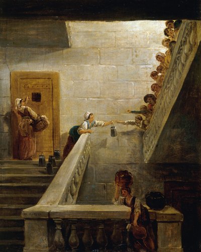La distribuzione del latte alla prigione di Saint-Lazare, ca. 1794 da Hubert Robert