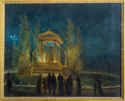 Il mausoleo temporaneo di Jean Jacques Rousseau sul bacino delle Tuileries prima della traslazione delle sue ceneri al Pantheon da Hubert Robert