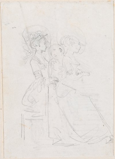 Due Donne Sedute con Figura Maschile tra di Loro da Hubert Robert