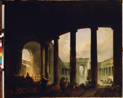 Piscina circondata da un colonnato (Villa Giulia?) da Hubert Robert