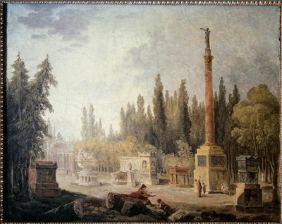 Veduta del giardino del Museo dei Monumenti Francesi da Hubert Robert