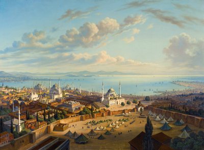 Veduta di Costantinopoli dalla torre di Serasker (Bayezid o Seraskier) da Hubert Sattler