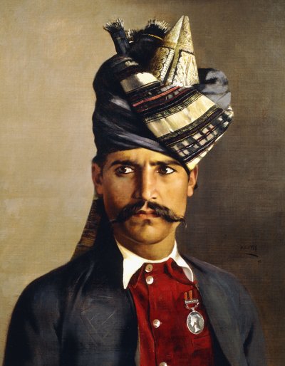 Ritratto di un Khattack con Copricapo Militare da Hubert Vos