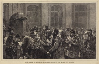 Servizio divino per pastori e mandriani, uno studio alla Berners Hall, Islington da Hubert von Herkomer