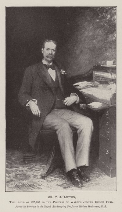 Mr T J Lipton, il donatore di £25,000 al Fondo per la Cena del Giubileo della Principessa del Galles da Hubert von Herkomer